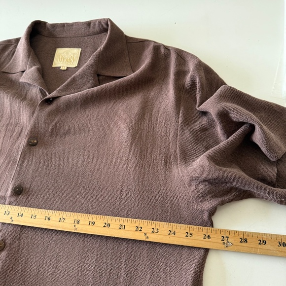 Stubbs Western Dark Brown Bemberg Textured Wooden Casual Button Up Shirt Men 2XL - Picture 5 of 8